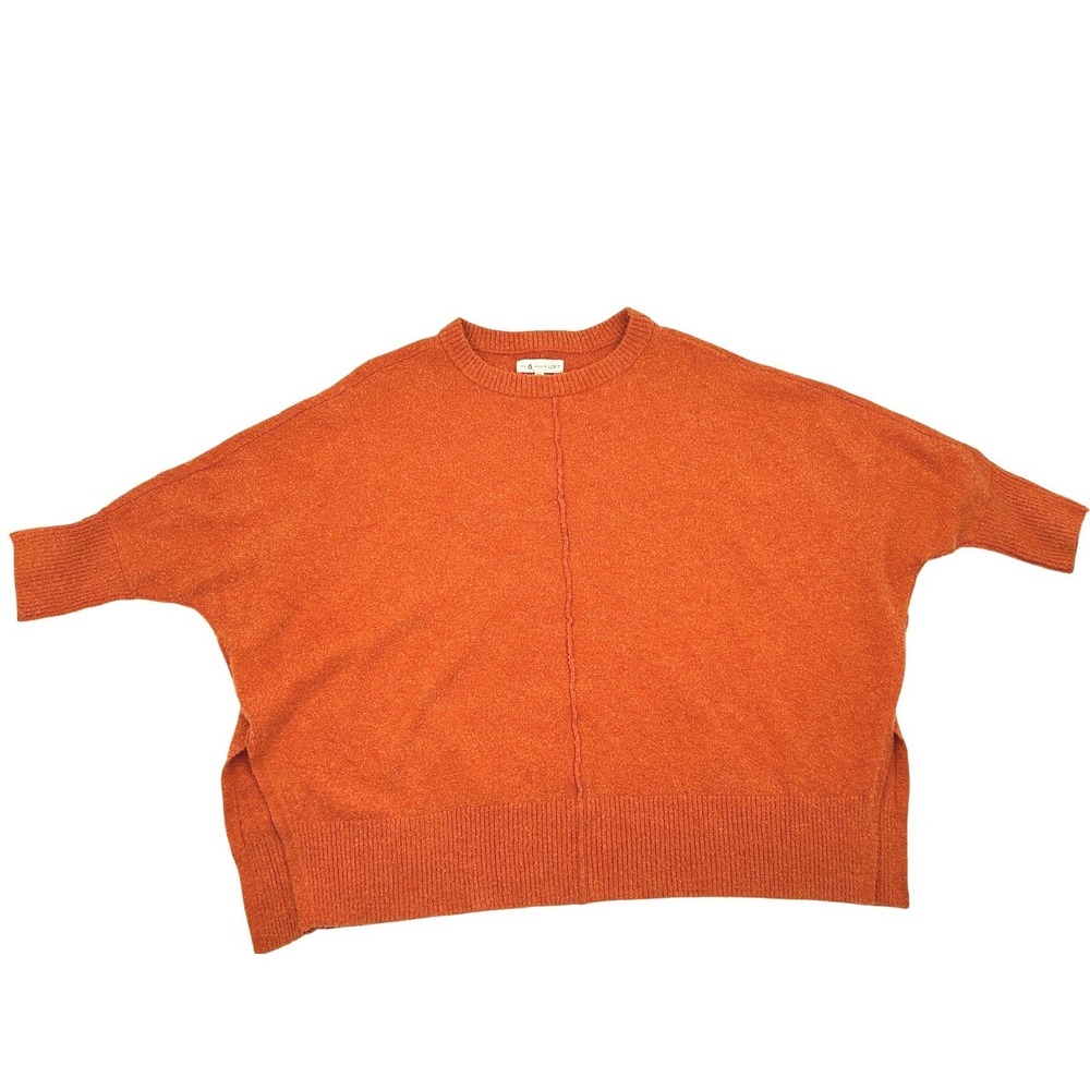 Lou & Grey for LOFT Burnt Orange Boucle Knit Oversized Short Sleeve Sweater M/L - Picture 2 of 8